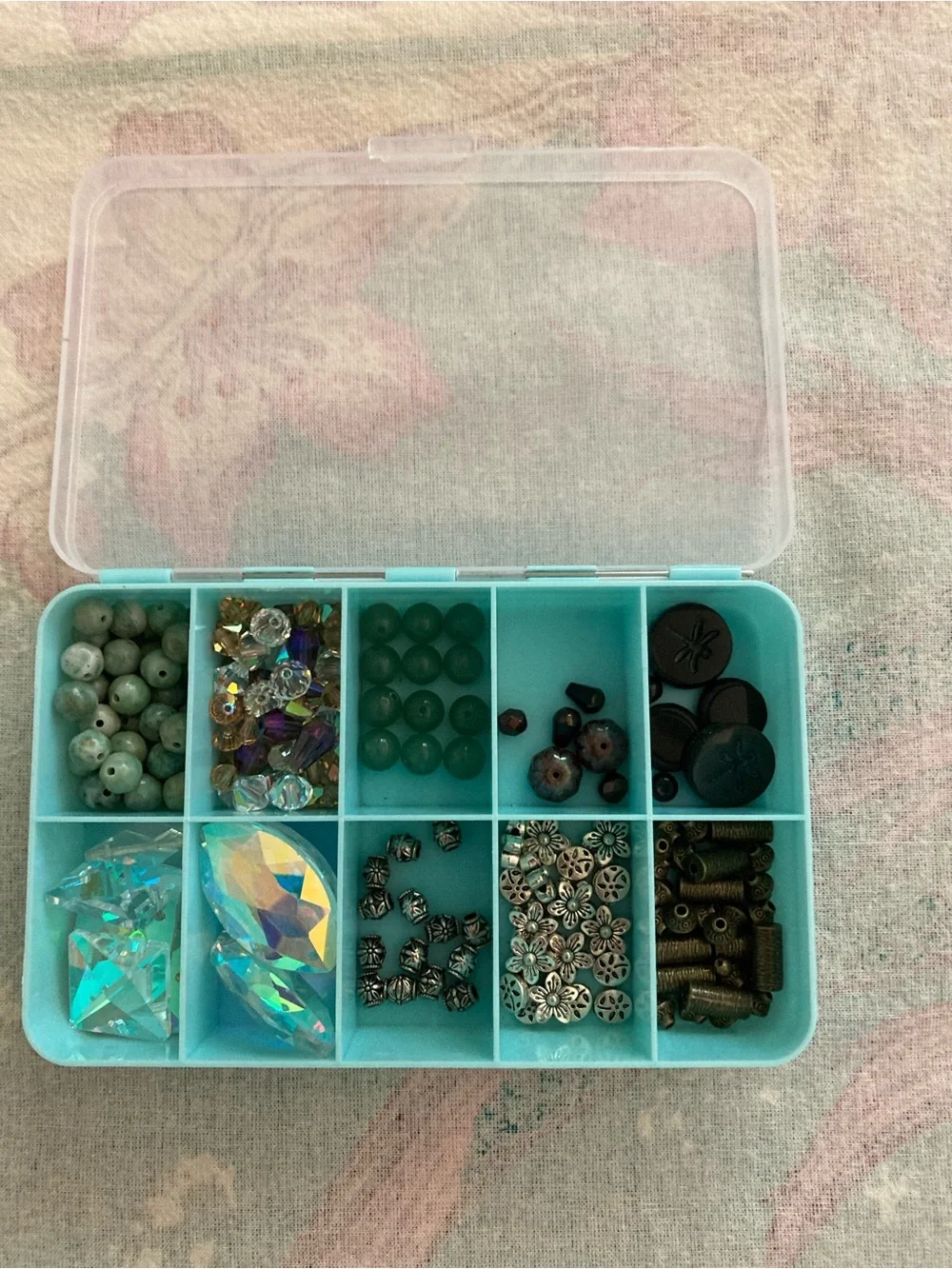 Czech Glass ,AB, Stone and Metal Bead Mix with Organizer